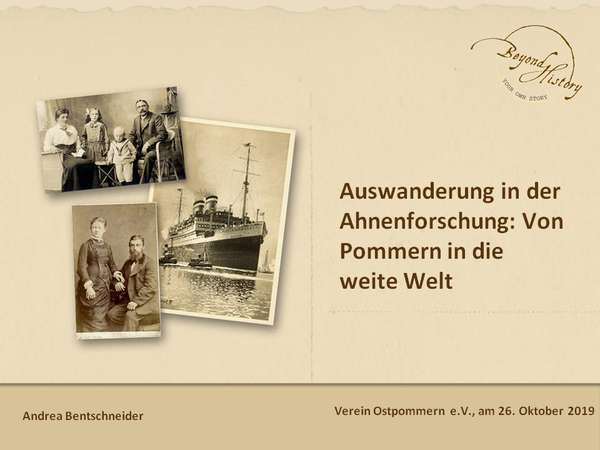 First slide of the presentation for the Verein Ostpommern e.V.