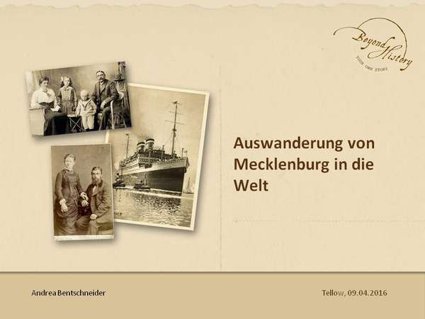 First slide of the presentation for the Vereins für mecklenburgische Familien- und Personengeschichte e.V. (MFP)