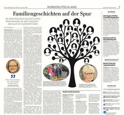 Article in the German daily newspaper Lübecker Nachrichten on a special research project of Beyond History in Lübeck