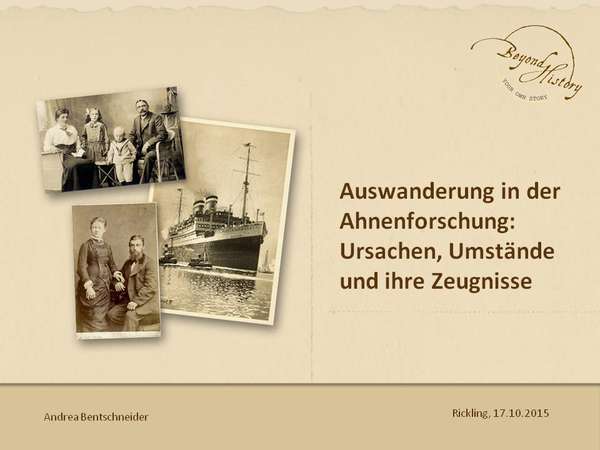 First slide of the presentation for the the North German Genealogy Day in Rickling