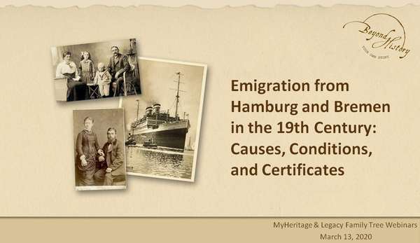 title presentation „Emigration via Hamburg“